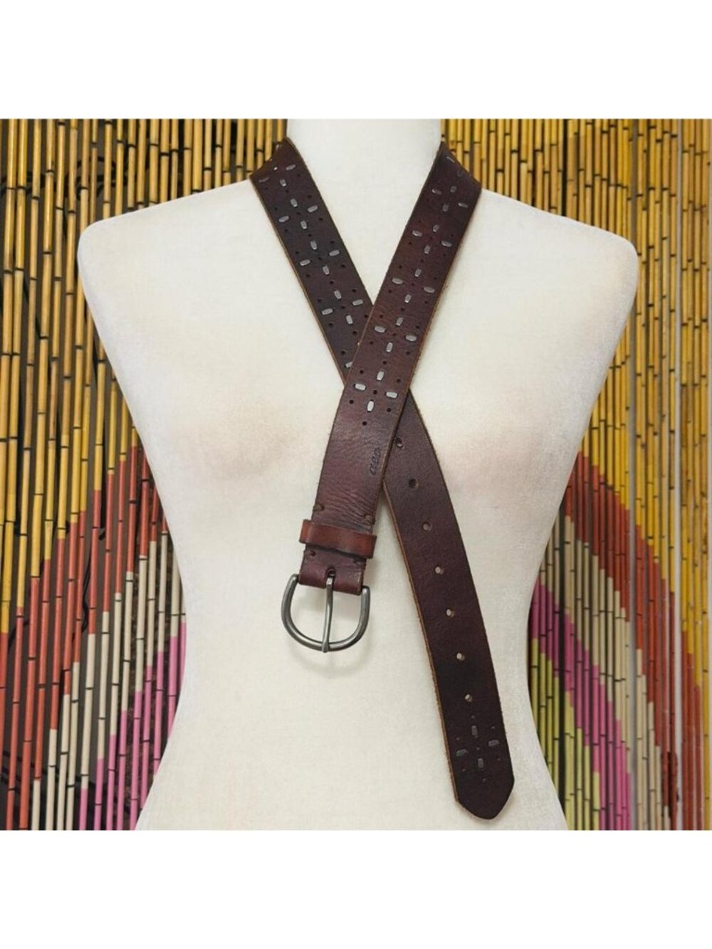 Vintage Y2k American Eagle Outfitters Brown Leather Western Studded Belt